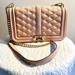 Rebecca Minkoff Quilted Love Cross Body Bag in Pale Pink